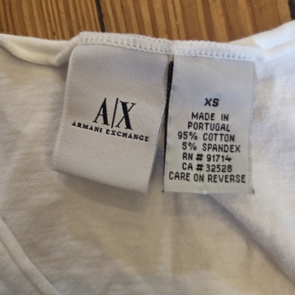 Armani Exchange White V-Neck Tank with Black Edge Trim - Picture 3 of 4